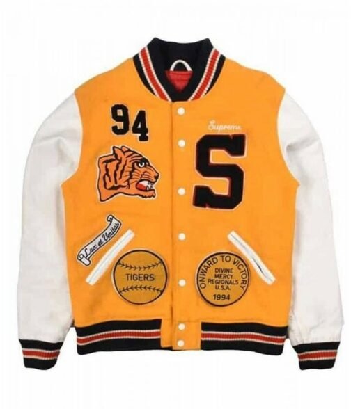 Varsity Supreme Tiger White and Yellow Jacket