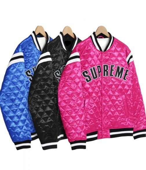 Supreme Diamond Varsity Quilted Satin Jacket - Image 10
