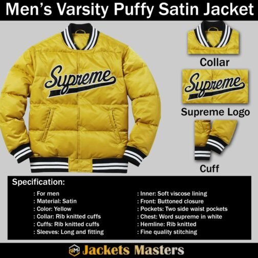 Men’s Varsity Puffy Satin Jacket - Image 8