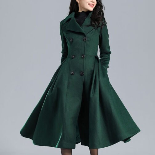 Women’s Swing Double Breasted Wool Coat - Image 11