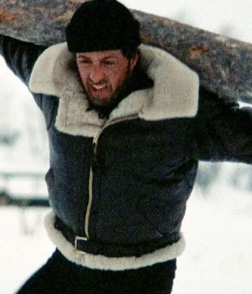 Rocky Balboa Sylvester Stallone Shearling Leather Jacket - Image 6