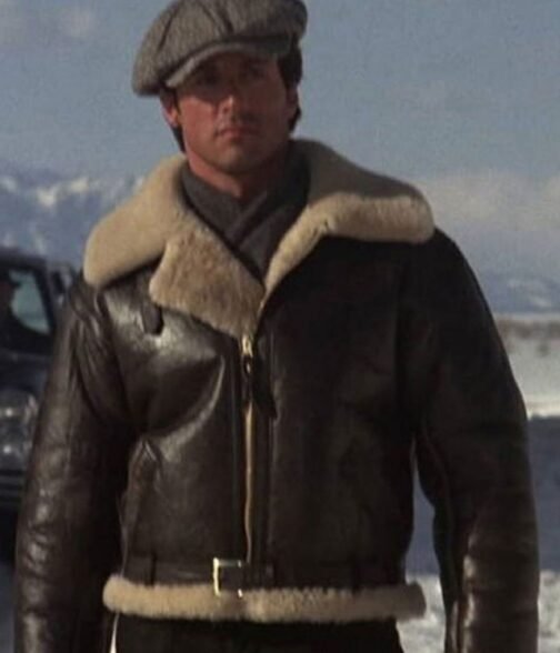 Rocky Balboa Sylvester Stallone Shearling Leather Jacket - Image 7