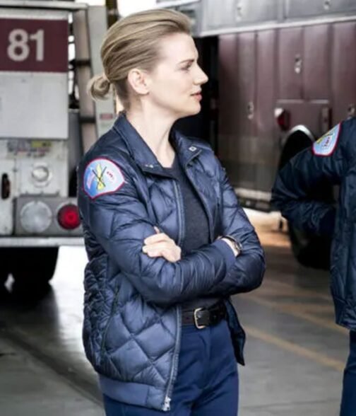Chicago Fire Kara Killmer Puffer Blue Jacket - Image 3