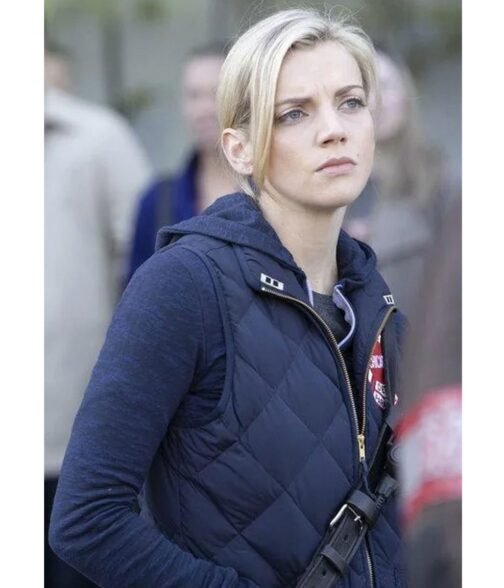 Kara Killmer Chicago Fire Puffer Blue Vest