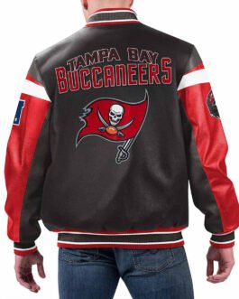 Tampa Bay Buccaneers Black Varsity Full-Zip Leather Jacket