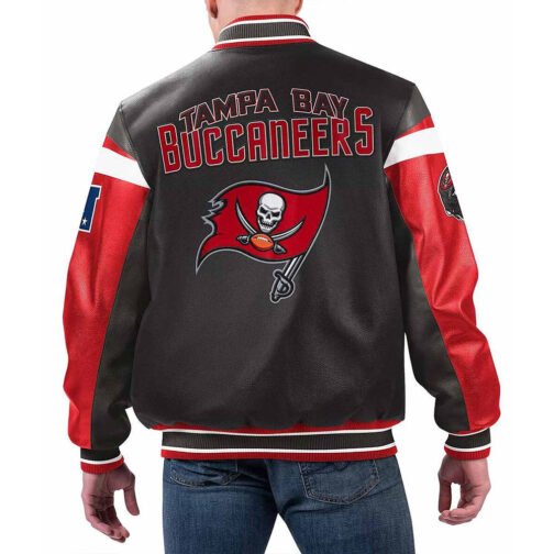 Tampa Bay Buccaneers Black Varsity Full-Zip Leather Jacket - Image 2