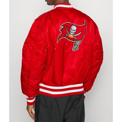 Tampa Bay Buccaneers Bomber Red Satin MA-1 Jacket - Image 2