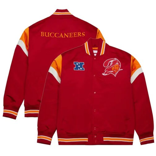 Tampa Bay Buccaneers Heavyweight Red Satin Jacket - Image 3