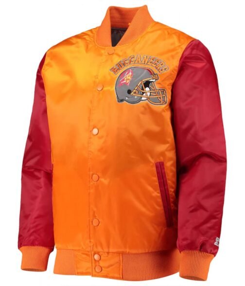 Tampa Bay Buccaneers Locker Room Throwback Orange/Red Varsity Satin Jacket - Image 3