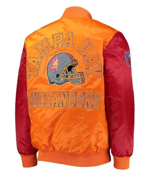 Tampa Bay Buccaneers Locker Room Throwback Orange/Red Varsity Satin Jacket - Image 4
