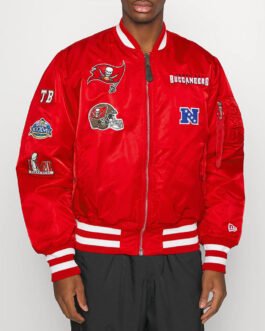 Tampa Bay Buccaneers Bomber Red Satin MA-1 Jacket