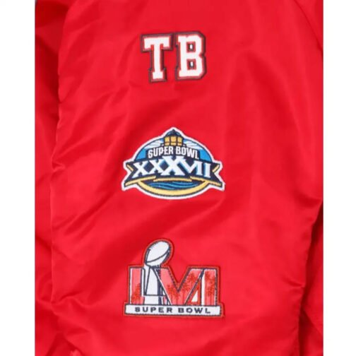 Tampa Bay Buccaneers Bomber Red Satin MA-1 Jacket - Image 7