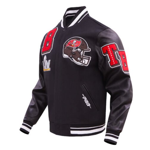 Tampa Bay Buccaneers Mashup Rib Varsity Wool/Leather Jacket - Image 3