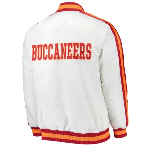 Throwback D-Line Tampa Bay Buccaneers White Satin Jacket - Image 2