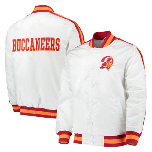 Throwback D-Line Tampa Bay Buccaneers White Satin Jacket - Image 3
