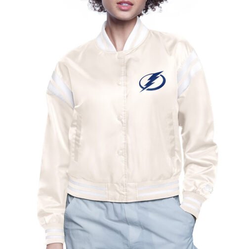 Tampa Bay Lightning Printed Logo Varsity Satin Jacket - Image 2