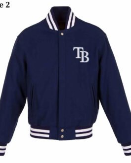 Tampa Bay Rays Varsity Gray and Navy Wool Jacket