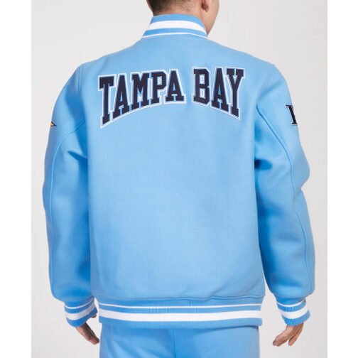 Tampa Bay Rays Crest Emblem University Blue Varsity Wool Jacket - Image 2