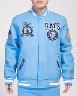 Tampa Bay Rays Crest Emblem University Blue Varsity Wool Jacket