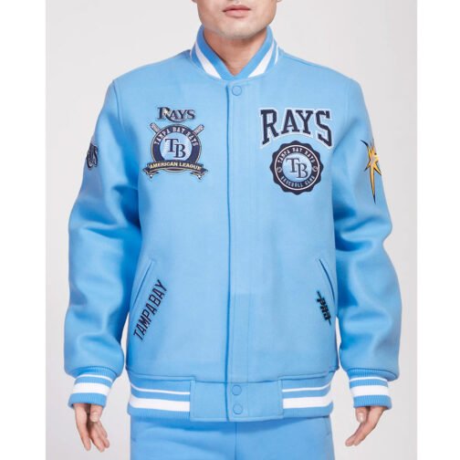 Tampa Bay Rays Crest Emblem University Blue Varsity Wool Jacket