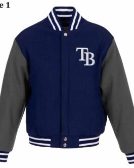 Tampa Bay Rays Varsity Gray and Navy Wool Jacket