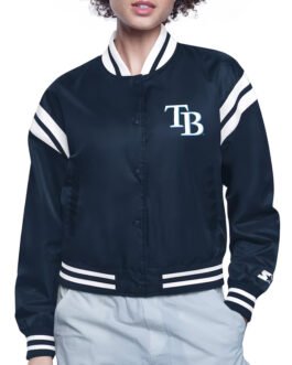 Tampa Bay Rays Printed Logo Varsity Satin Jacket