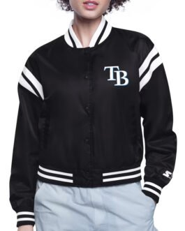 Tampa Bay Rays Printed Logo Varsity Satin Jacket