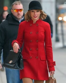 Red Taylor Swift Double Breasted Mid Length Wool Coat