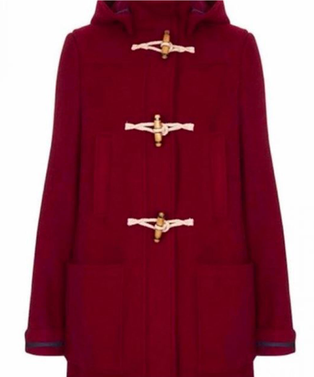 Taylor Swift Duffle Maroon Coat - Image 5