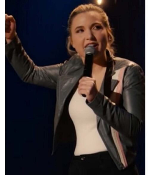 Taylor Tomlinson Look at You Grey Stripe Leather Jacket - Image 7