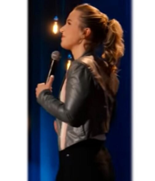 Taylor Tomlinson Look at You Grey Stripe Leather Jacket - Image 10