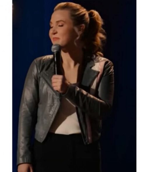 Taylor Tomlinson Look at You Grey Stripe Leather Jacket - Image 11