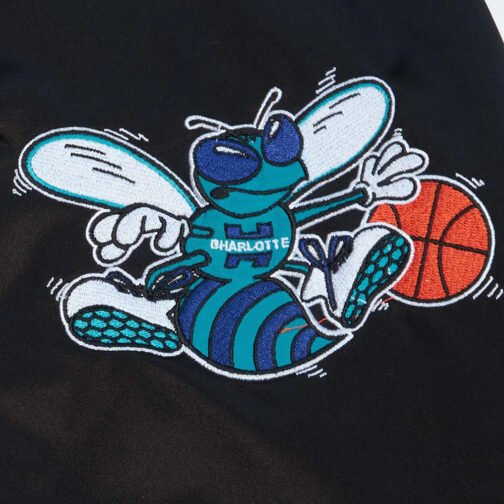 Black/White Team Origins Charlotte Hornets Satin Jacket - Image 4