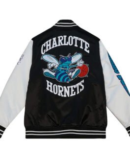 Black/White Team Origins Charlotte Hornets Satin Jacket
