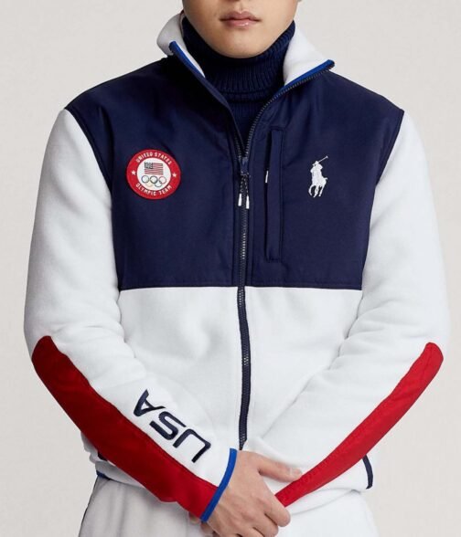 2022 Olympics Closing Ceremony Team USA Navy Blue and White Jacket