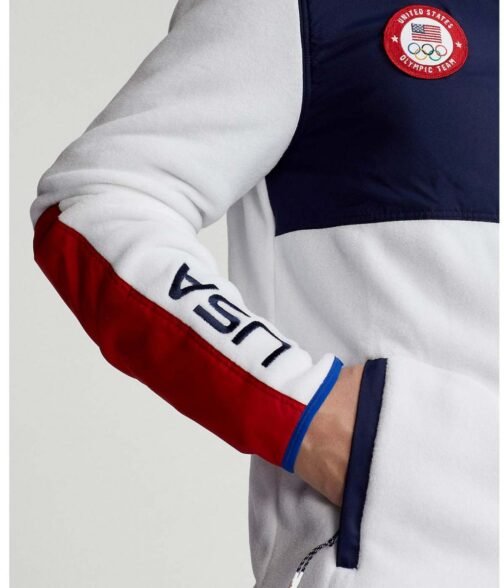 2022 Olympics Closing Ceremony Team USA Navy Blue and White Jacket - Image 5