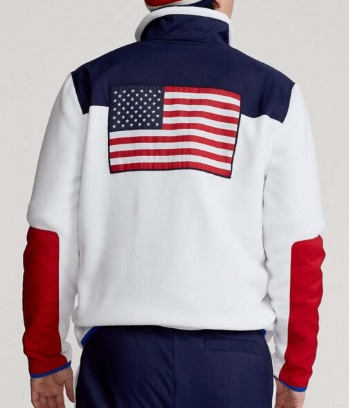 2022 Olympics Closing Ceremony Team USA Navy Blue and White Jacket - Image 2