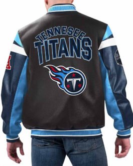 Tennessee Titans Black Varsity Full-Zip Leather Jacket