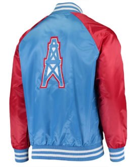 Tennessee Titans Lead Off Varsity Light Blue/Red Satin Jacket