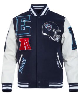 Tennessee Titans Mashup Rib Varsity Wool/Leather Jacket