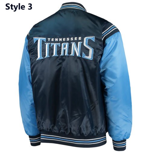 Striped Tennessee Titans Navy Blue Satin Jacket - Image 5