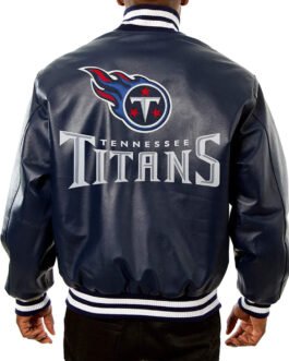 Tennessee Titans Navy Blue Varsity Leather Jacket