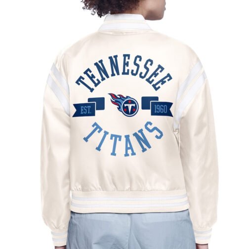 Tennessee Titans Printed Logo Varsity Satin Jacket - Image 4