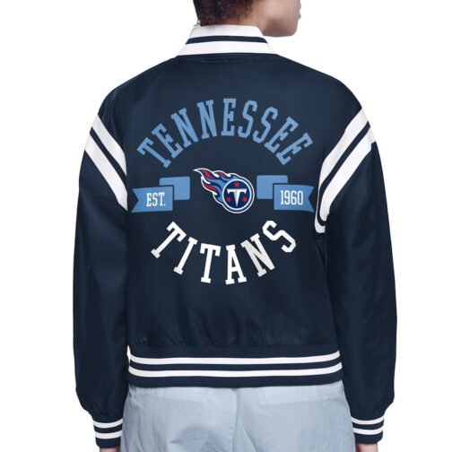 Tennessee Titans Printed Logo Varsity Satin Jacket - Image 3
