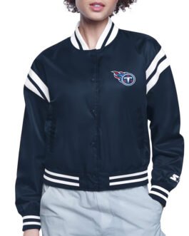 Tennessee Titans Printed Logo Varsity Satin Jacket