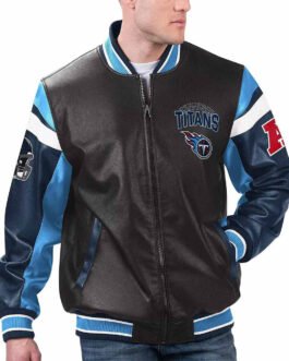 Tennessee Titans Black Varsity Full-Zip Leather Jacket