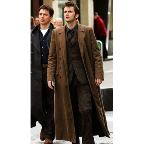 10th Doctor Brown Trench Coat - Image 14