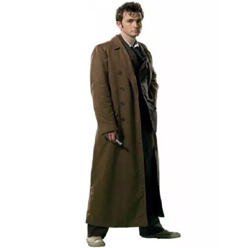 10th Doctor Brown Trench Coat - Image 15