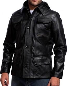Arnold Terminator 5 Leather Jacket with Hood