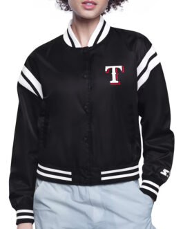 Texas Rangers Printed Logo Varsity Satin Jacket
